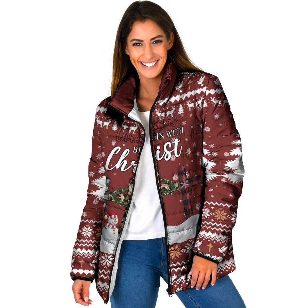 Christian Noel Christmas Padded Jacket Xmas Holiday Patterns - Wonder Print Shop