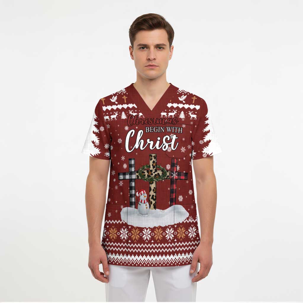 Christian Noel Christmas Scrub Top Xmas Holiday Patterns - Wonder Print Shop