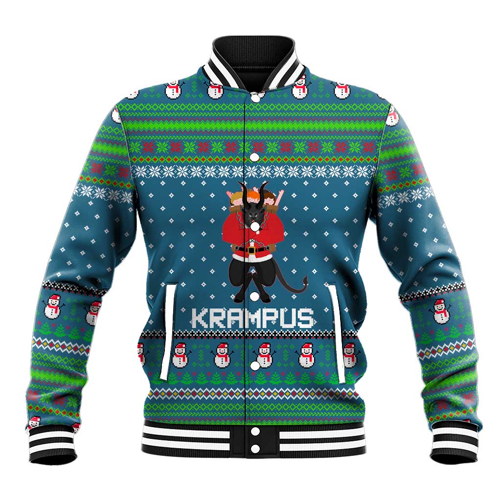Merry Krampus Christmas Baseball Jacket Xmas Holiday Patterns - Wonder Print Shop