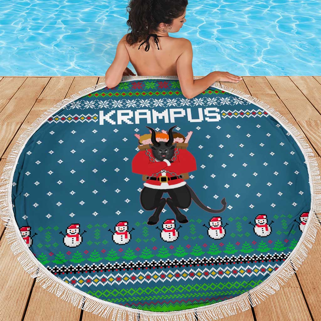 Merry Krampus Christmas Beach Blanket Xmas Holiday Patterns - Wonder Print Shop