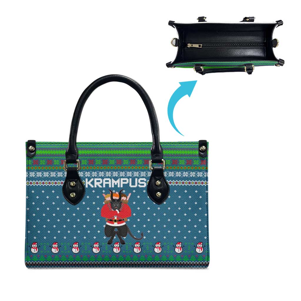 Merry Krampus Christmas Leather Bag Xmas Holiday Patterns - Wonder Print Shop