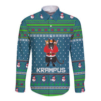 Merry Krampus Christmas Long Sleeve Button Shirt Xmas Holiday Patterns - Wonder Print Shop