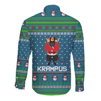 Merry Krampus Christmas Long Sleeve Button Shirt Xmas Holiday Patterns - Wonder Print Shop