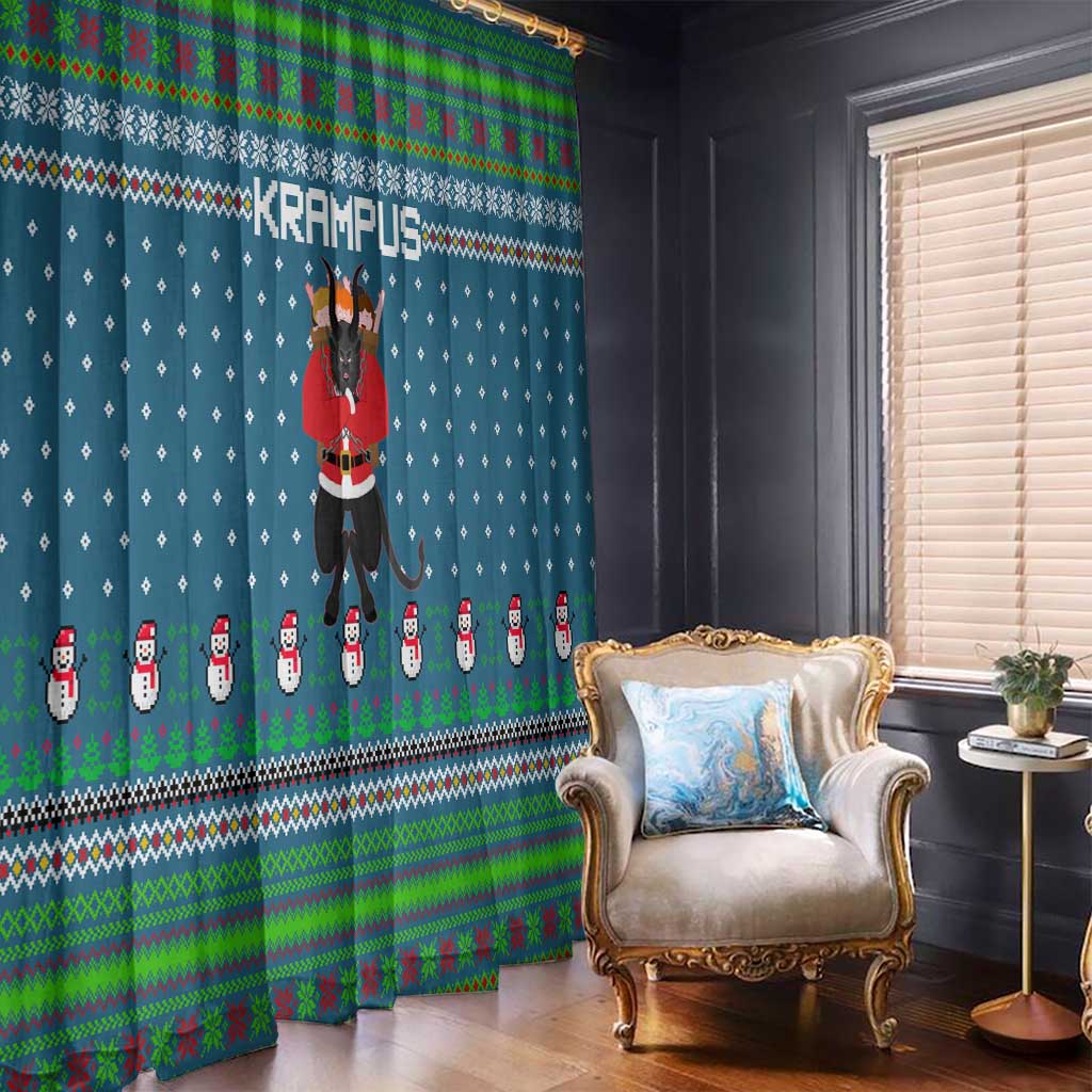 Merry Krampus Christmas Window Curtain Xmas Holiday Patterns - Wonder Print Shop