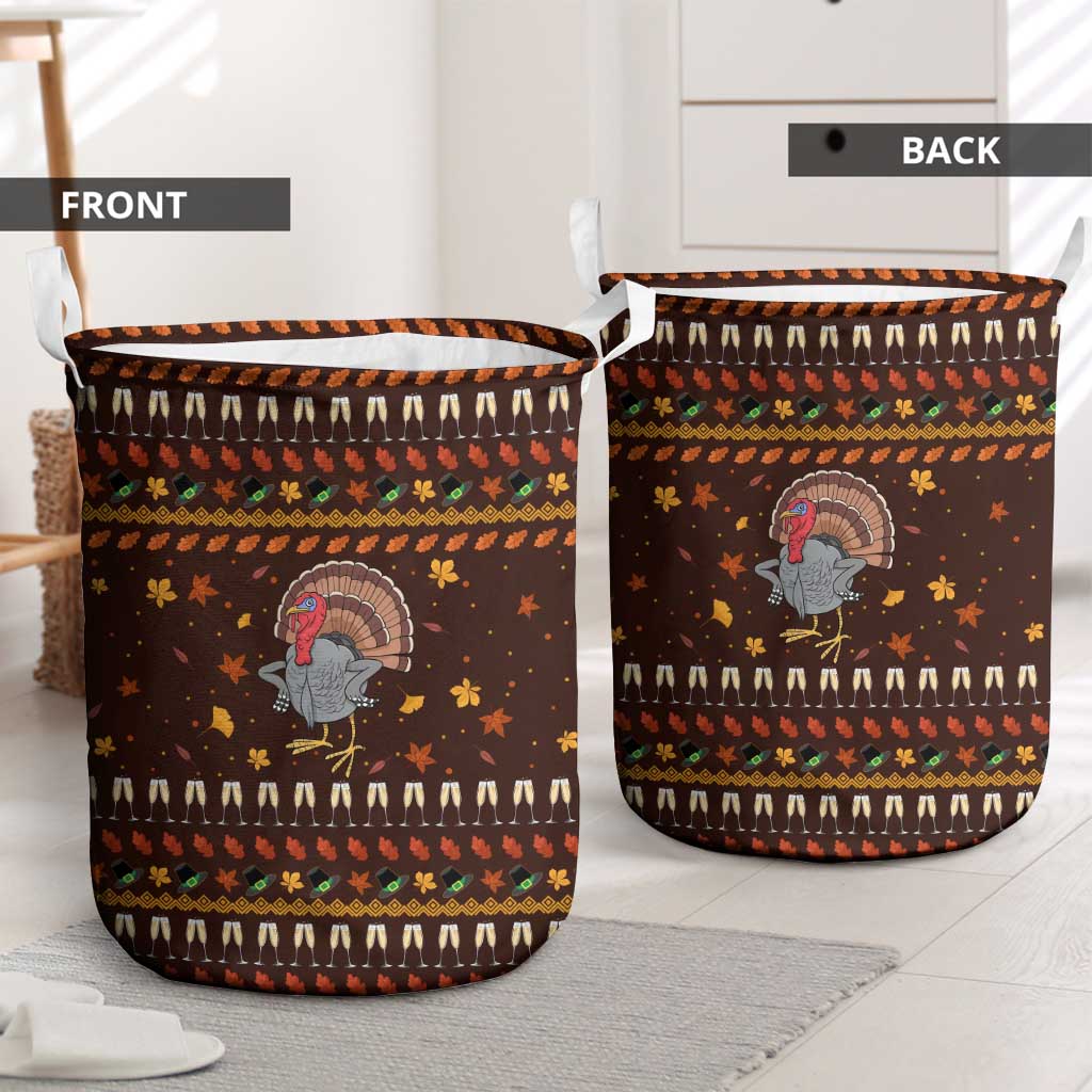 Turkey And WIne Christmas Laundry Basket Xmas Holiday Patterns - Wonder Print Shop