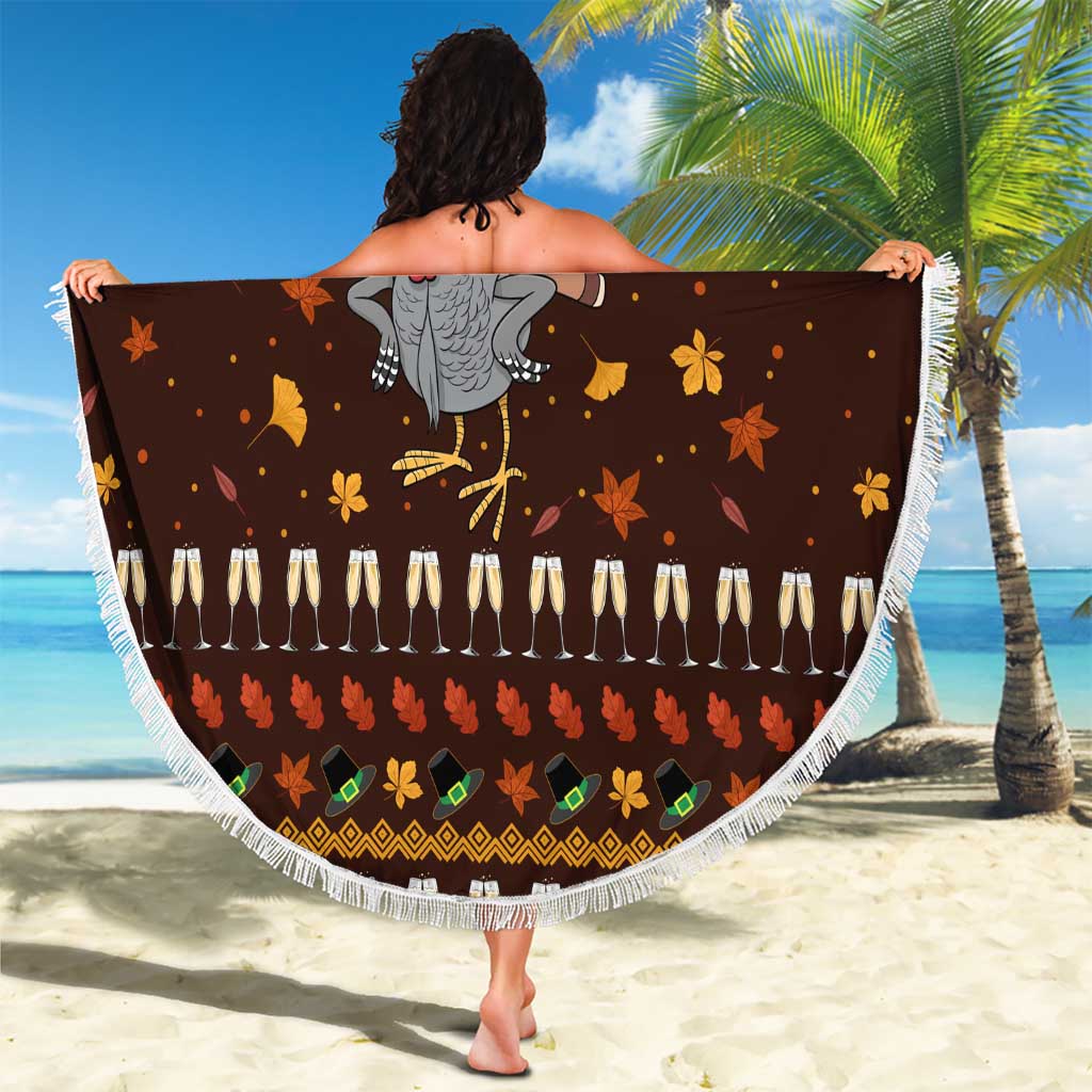 Turkey And WIne Christmas Beach Blanket Xmas Holiday Patterns - Wonder Print Shop