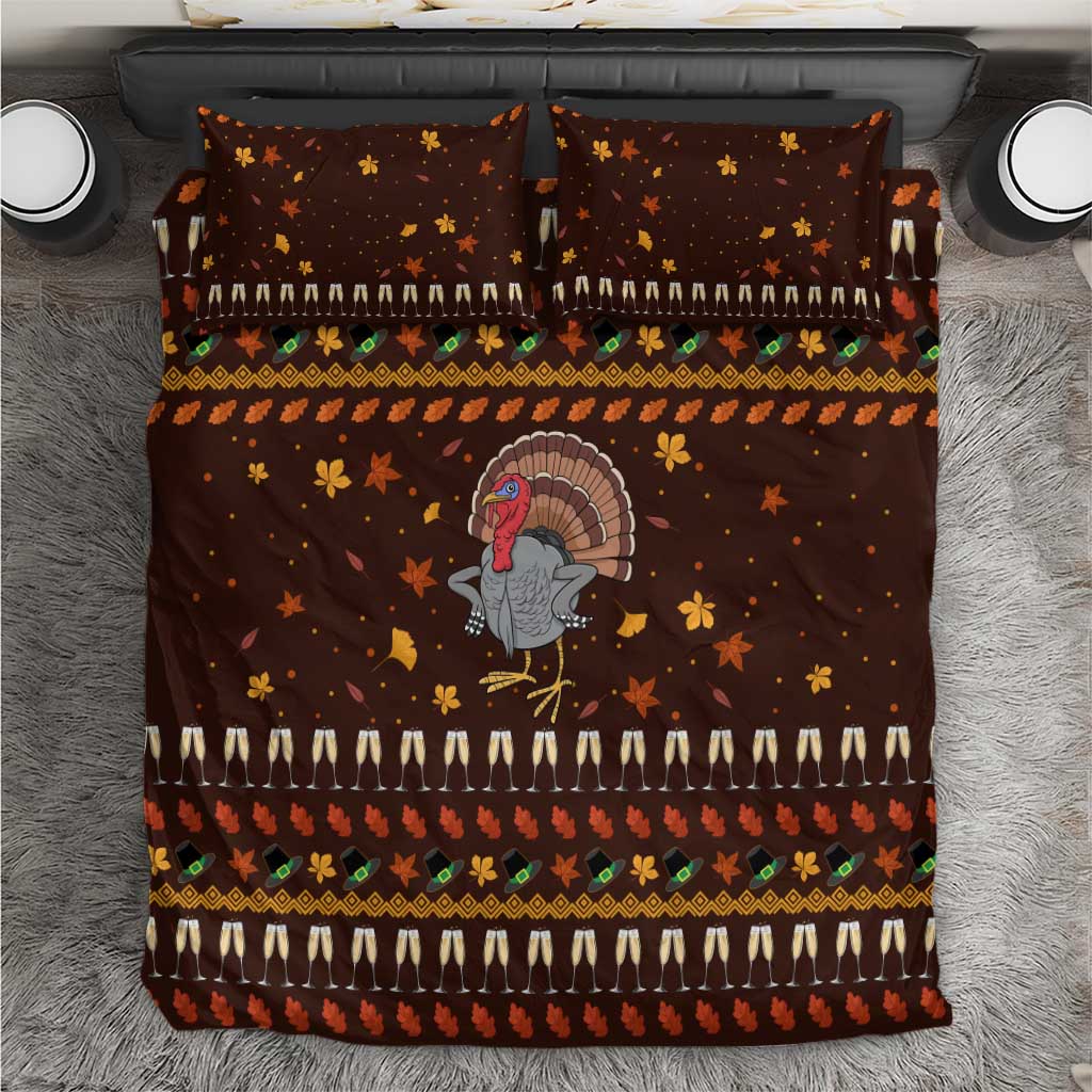 Turkey And WIne Christmas Bedding Set Xmas Holiday Patterns - Wonder Print Shop