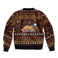 Turkey And WIne Christmas Bomber Jacket Xmas Holiday Patterns - Wonder Print Shop
