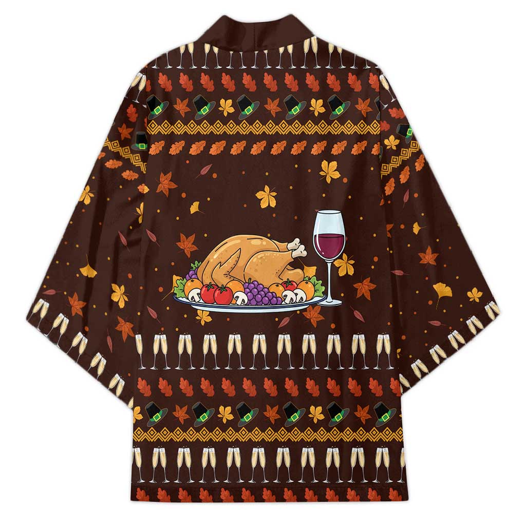 Turkey And WIne Christmas Kimono Xmas Holiday Patterns - Wonder Print Shop