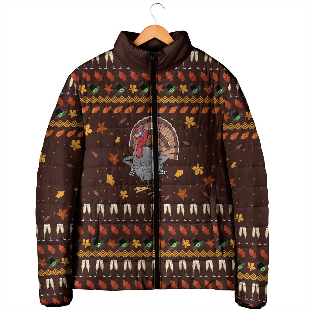 Turkey And WIne Christmas Padded Jacket Xmas Holiday Patterns - Wonder Print Shop