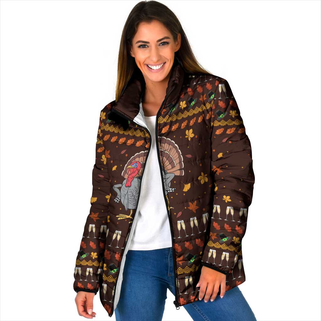 Turkey And WIne Christmas Padded Jacket Xmas Holiday Patterns - Wonder Print Shop