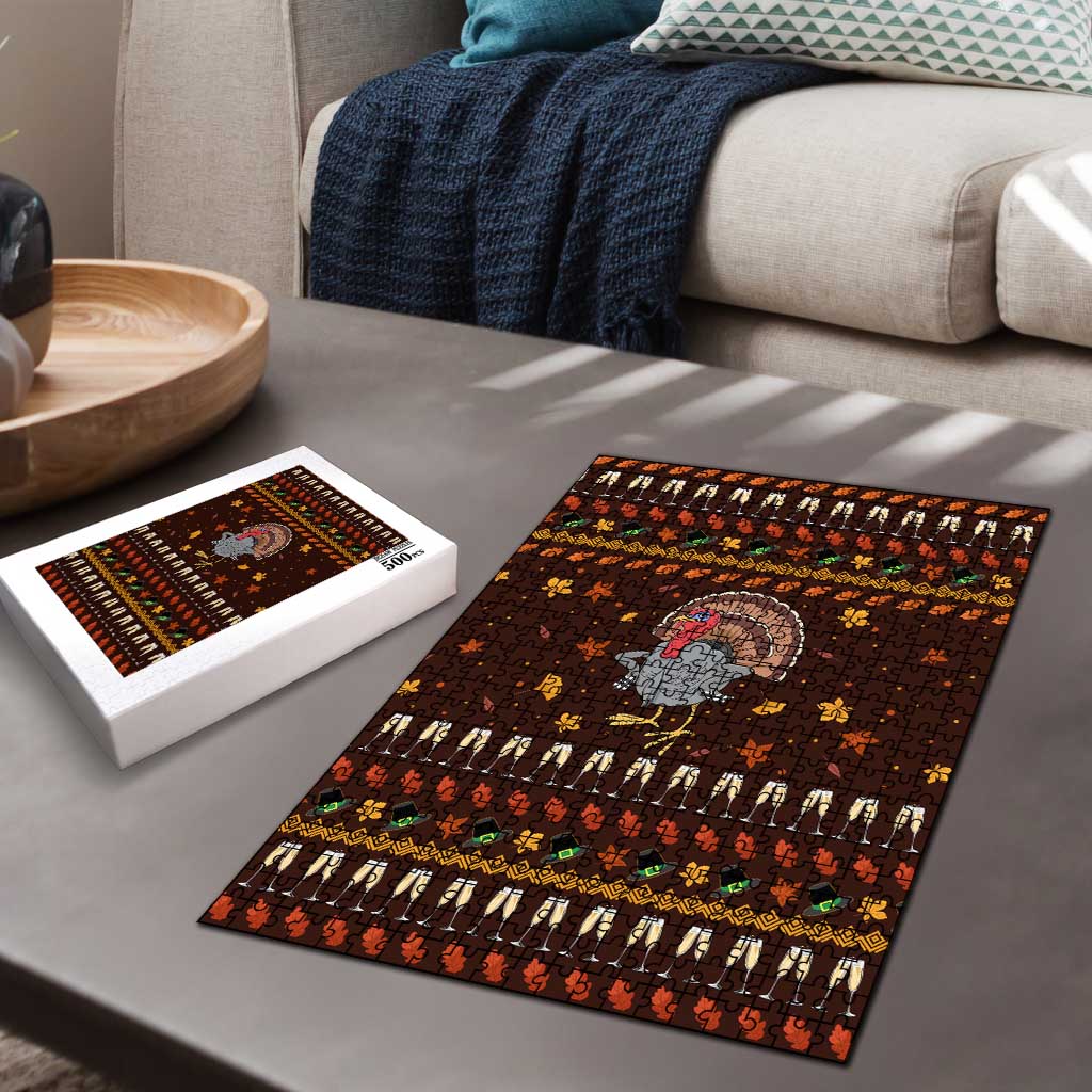 Turkey And WIne Christmas Puzzle Xmas Holiday Patterns - Wonder Print Shop
