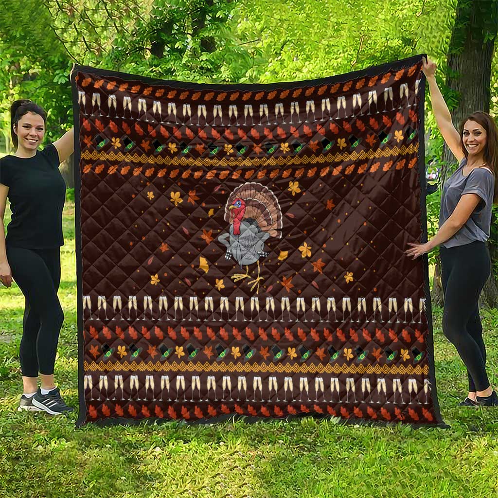 Turkey And WIne Christmas Quilt Xmas Holiday Patterns - Wonder Print Shop