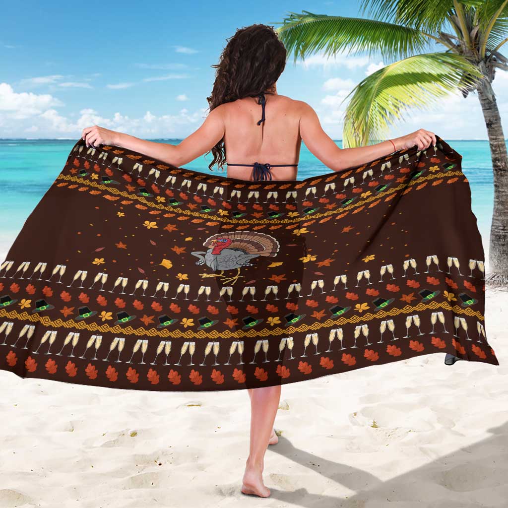 Turkey And WIne Christmas Sarong Xmas Holiday Patterns - Wonder Print Shop