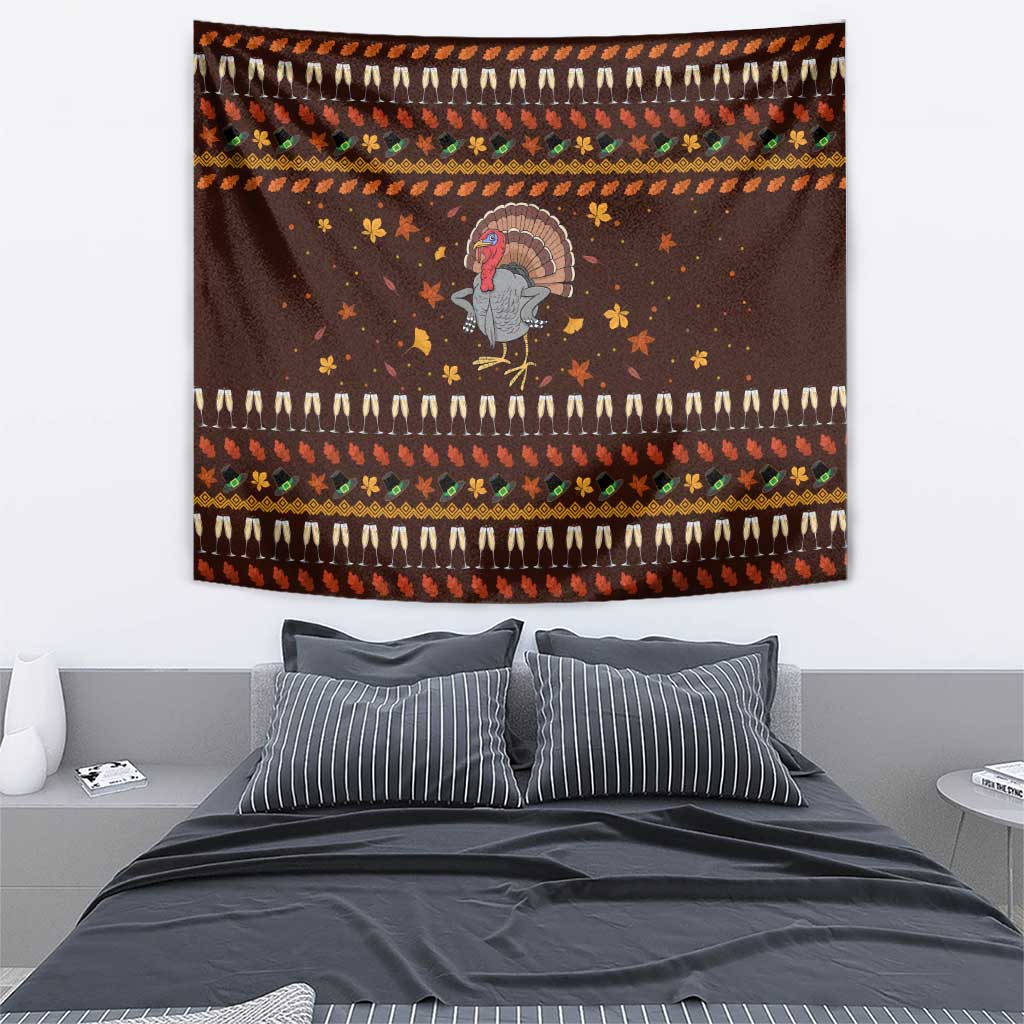 Turkey And WIne Christmas Tapestry Xmas Holiday Patterns - Wonder Print Shop