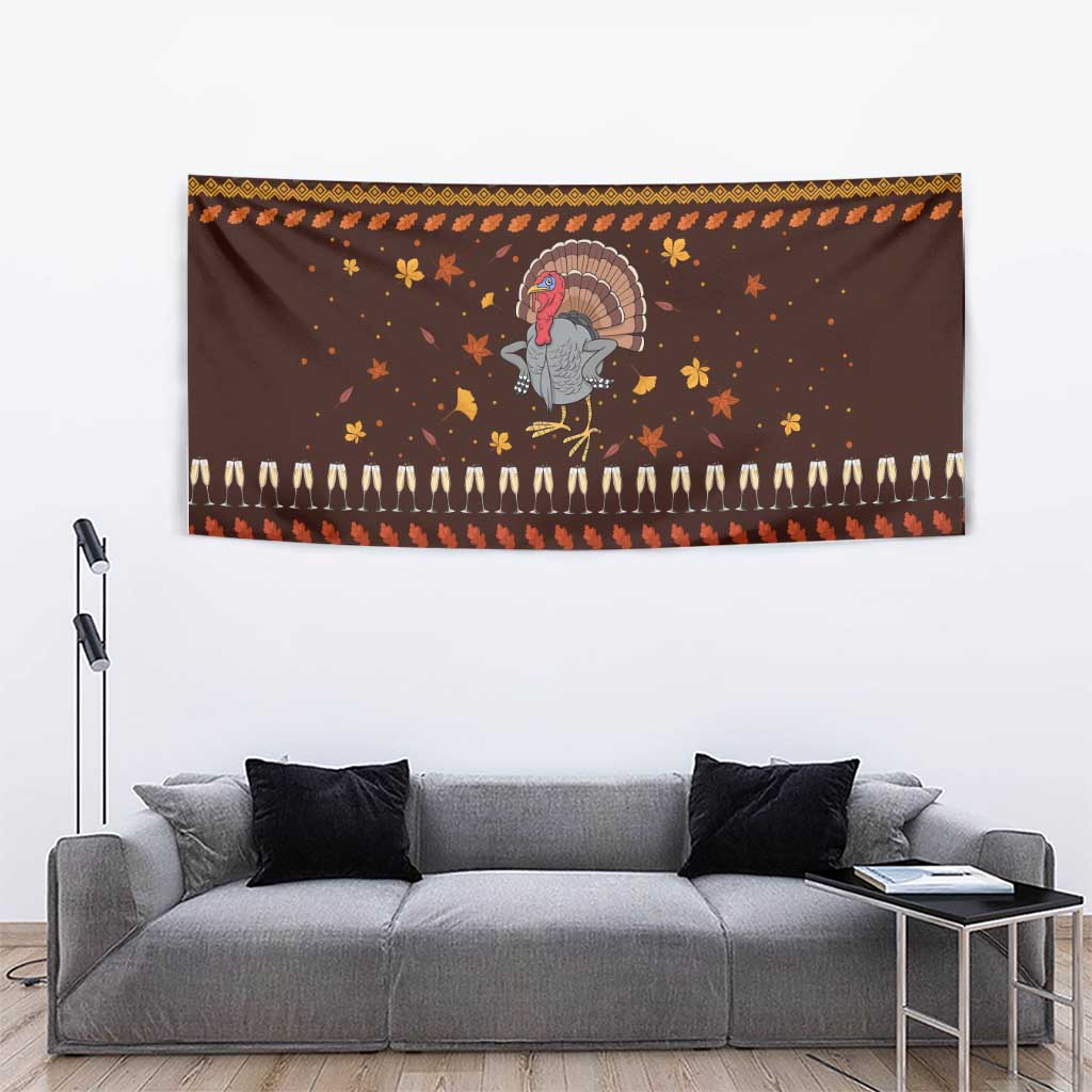 Turkey And WIne Christmas Tapestry Xmas Holiday Patterns - Wonder Print Shop