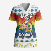 Have A Super Gay Holiday Christmas Scrub Top Xmas Holiday Patterns - Wonder Print Shop