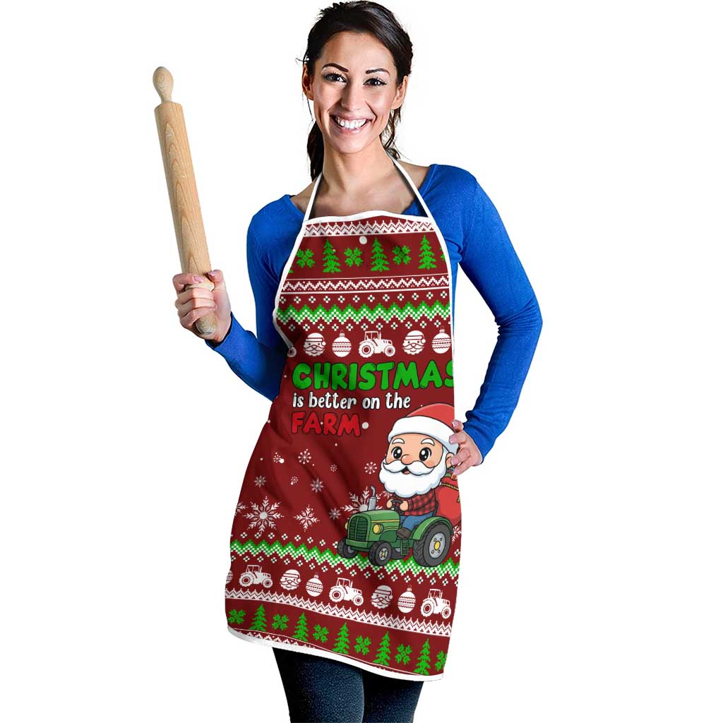 Tractor Santa Christmas Apron Xmas Holiday Patterns - Wonder Print Shop
