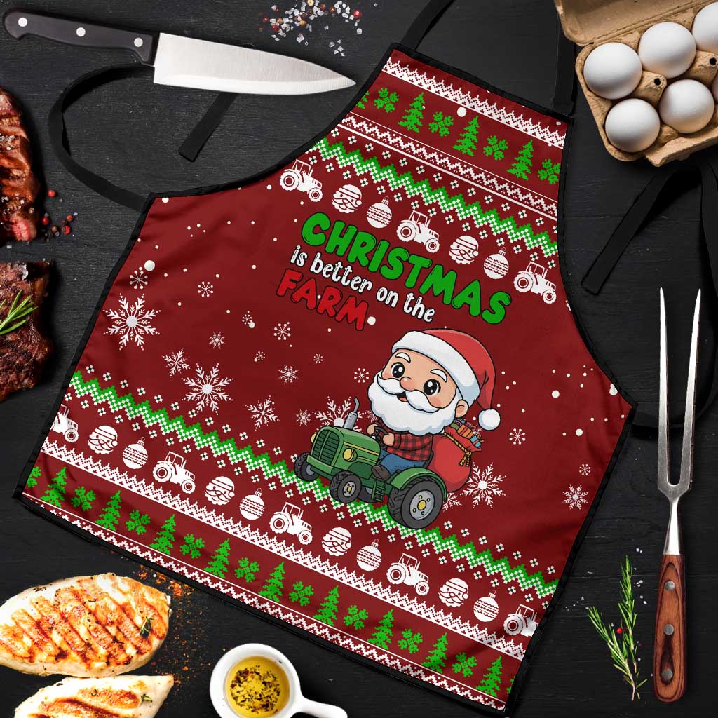 Tractor Santa Christmas Apron Xmas Holiday Patterns - Wonder Print Shop
