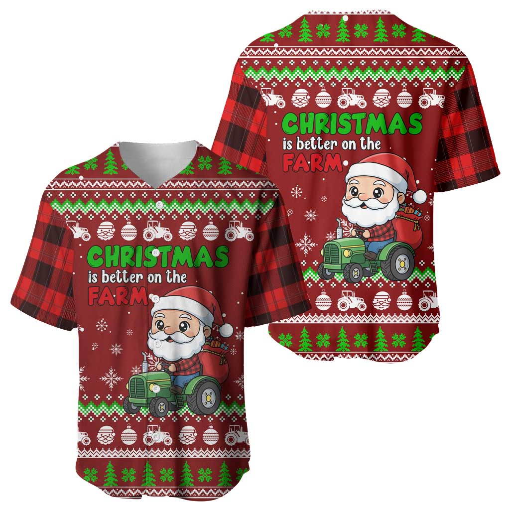 Tractor Santa Christmas Baseball Jersey Xmas Holiday Patterns - Wonder Print Shop