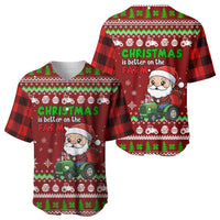 Tractor Santa Christmas Baseball Jersey Xmas Holiday Patterns - Wonder Print Shop