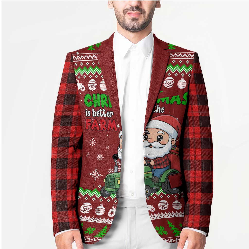 Tractor Santa Christmas Blazer Xmas Holiday Patterns - Wonder Print Shop