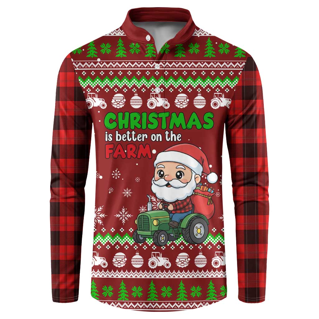 Tractor Santa Christmas Button Sweatshirt Xmas Holiday Patterns - Wonder Print Shop