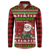 Tractor Santa Christmas Button Sweatshirt Xmas Holiday Patterns - Wonder Print Shop