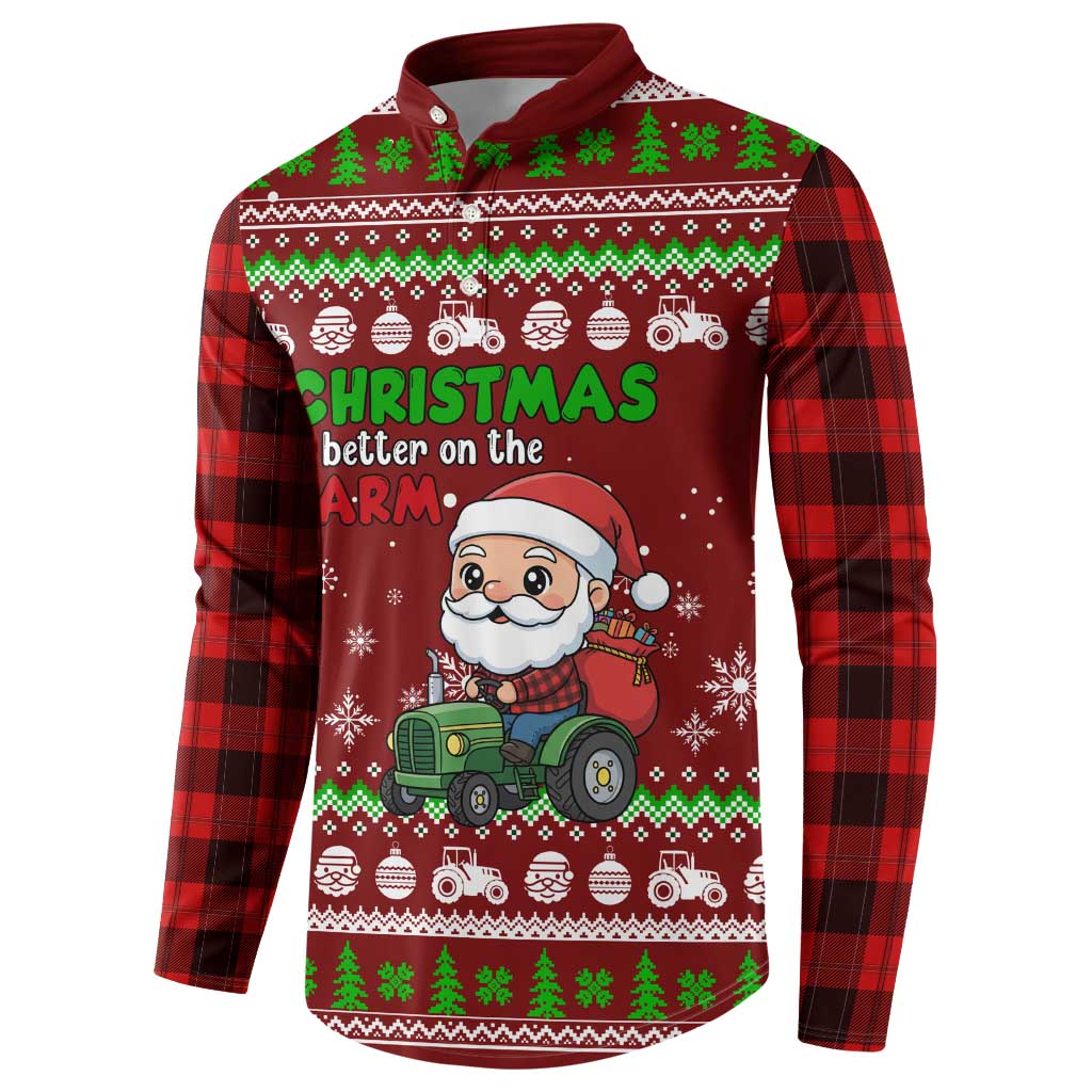 Tractor Santa Christmas Button Sweatshirt Xmas Holiday Patterns - Wonder Print Shop