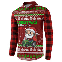 Tractor Santa Christmas Button Sweatshirt Xmas Holiday Patterns - Wonder Print Shop
