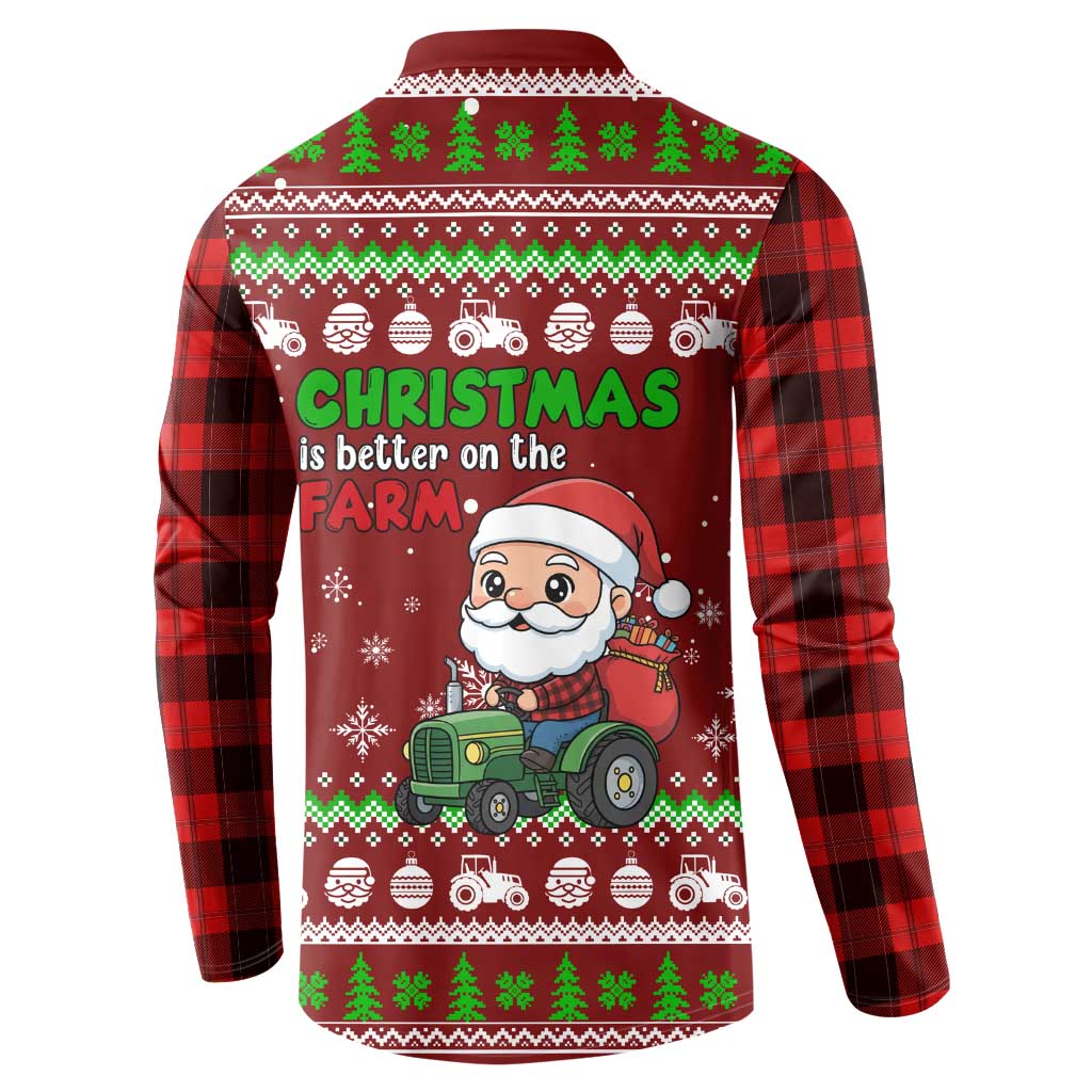 Tractor Santa Christmas Button Sweatshirt Xmas Holiday Patterns - Wonder Print Shop