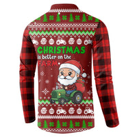 Tractor Santa Christmas Button Sweatshirt Xmas Holiday Patterns - Wonder Print Shop
