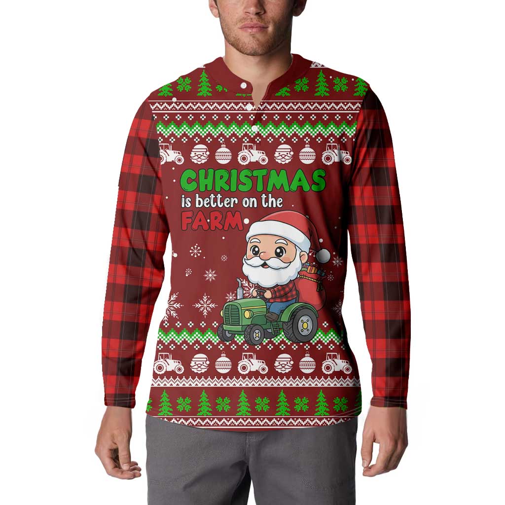 Tractor Santa Christmas Button Sweatshirt Xmas Holiday Patterns - Wonder Print Shop