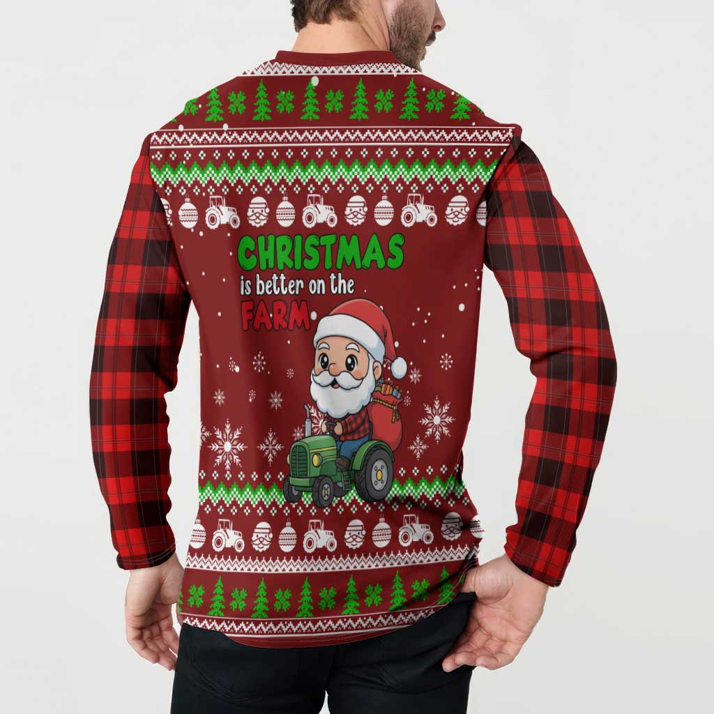 Tractor Santa Christmas Button Sweatshirt Xmas Holiday Patterns - Wonder Print Shop