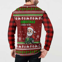 Tractor Santa Christmas Button Sweatshirt Xmas Holiday Patterns - Wonder Print Shop