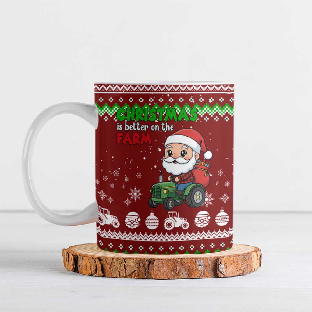 Tractor Santa Christmas Ceramic Mug Xmas Holiday Patterns - Wonder Print Shop