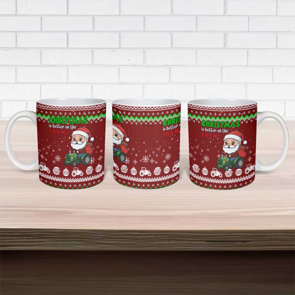 Tractor Santa Christmas Ceramic Mug Xmas Holiday Patterns - Wonder Print Shop