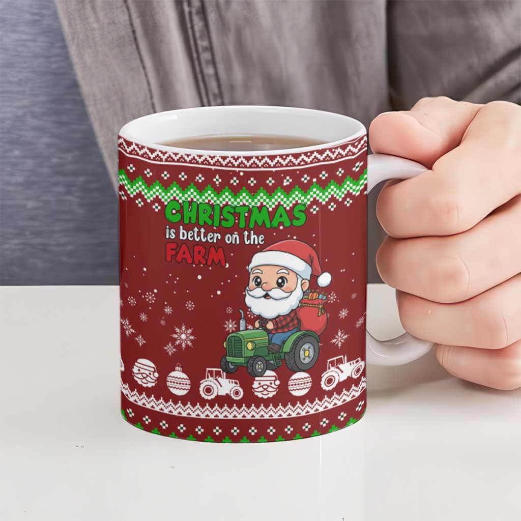 Tractor Santa Christmas Ceramic Mug Xmas Holiday Patterns - Wonder Print Shop