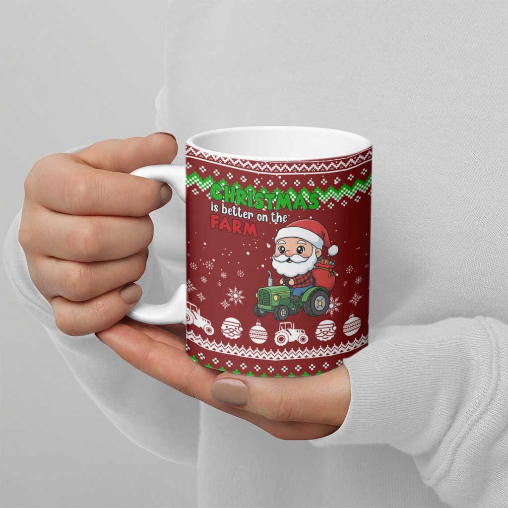 Tractor Santa Christmas Ceramic Mug Xmas Holiday Patterns - Wonder Print Shop