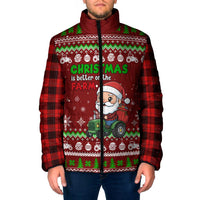 Tractor Santa Christmas Padded Jacket Xmas Holiday Patterns - Wonder Print Shop