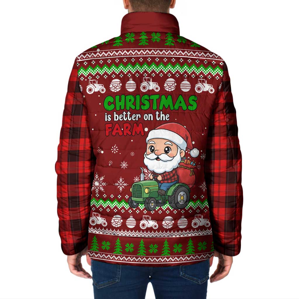 Tractor Santa Christmas Padded Jacket Xmas Holiday Patterns - Wonder Print Shop