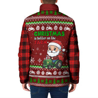 Tractor Santa Christmas Padded Jacket Xmas Holiday Patterns - Wonder Print Shop