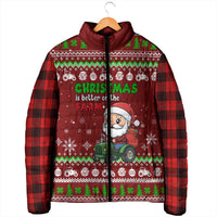 Tractor Santa Christmas Padded Jacket Xmas Holiday Patterns - Wonder Print Shop