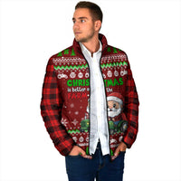 Tractor Santa Christmas Padded Jacket Xmas Holiday Patterns - Wonder Print Shop