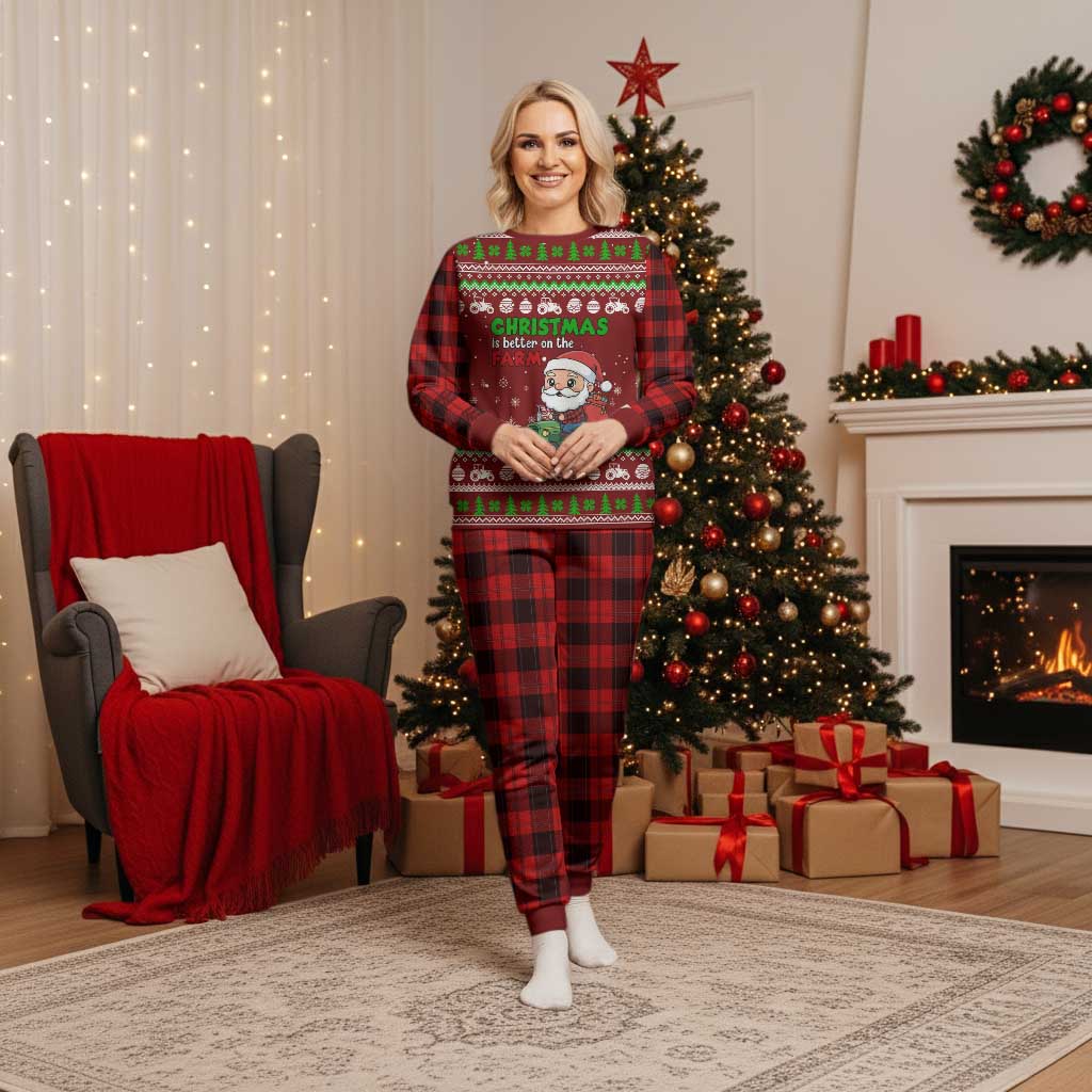 Tractor Santa Christmas Pajama Set Xmas Holiday Patterns - Wonder Print Shop