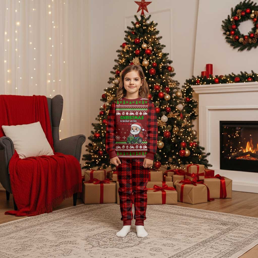 Tractor Santa Christmas Pajama Set Xmas Holiday Patterns - Wonder Print Shop