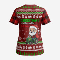 Tractor Santa Christmas Scrub Top Xmas Holiday Patterns - Wonder Print Shop
