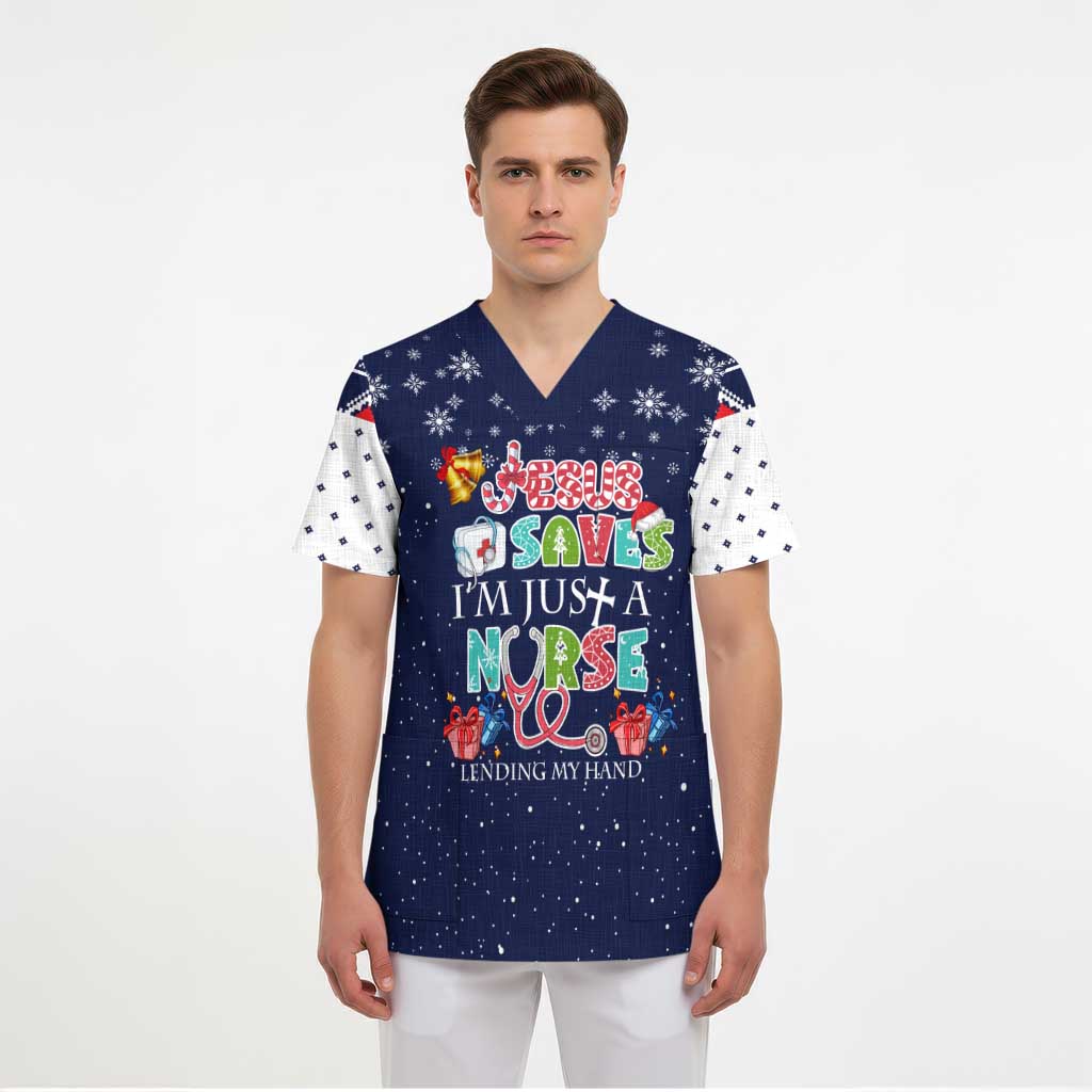 Nurse Life Jesus Christmas Scrub Top Xmas Holiday Patterns - undefined