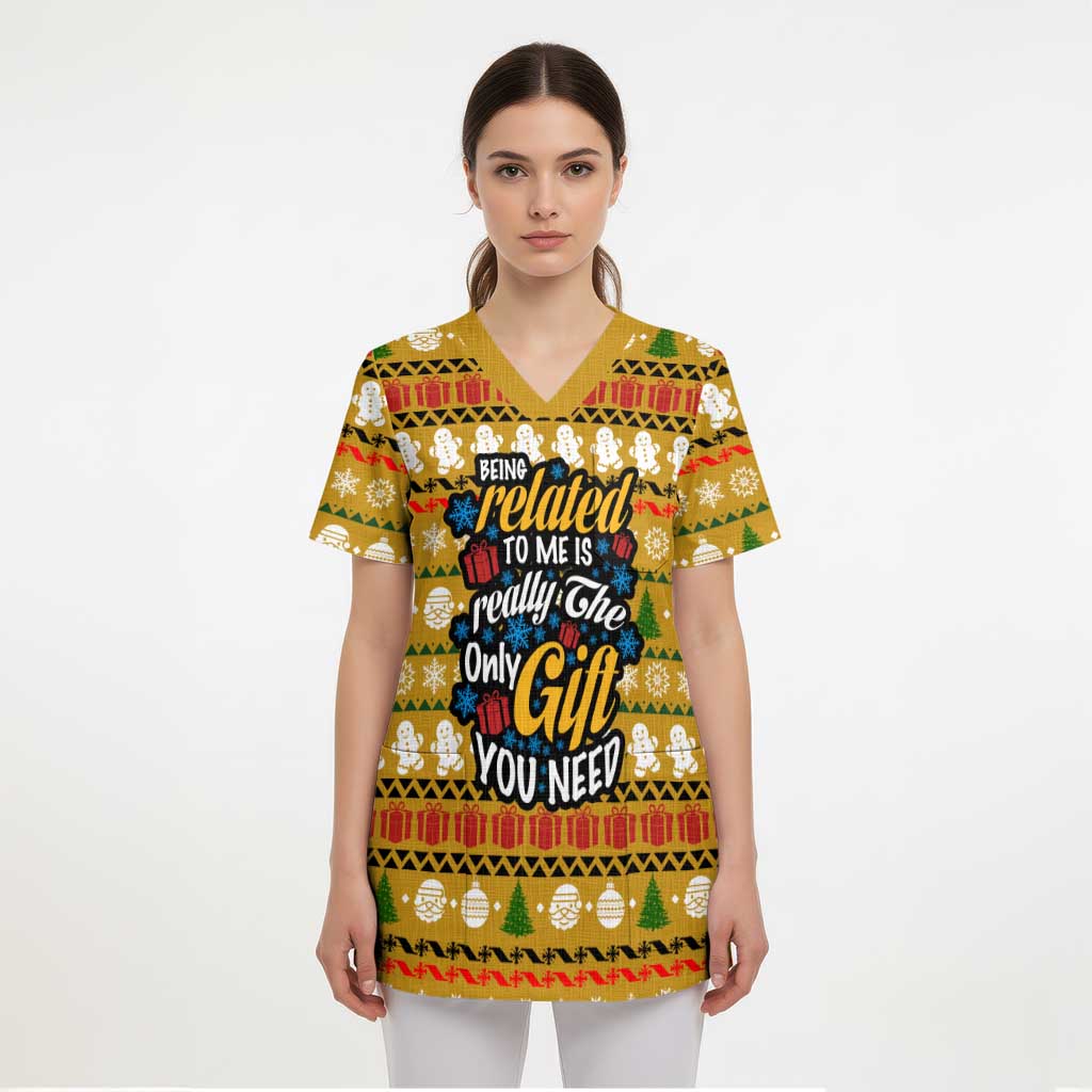 The Only Gift You Need Christmas Scrub Top Xmas Holiday Patterns - Wonder Print Shop