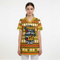 The Only Gift You Need Christmas Scrub Top Xmas Holiday Patterns - Wonder Print Shop